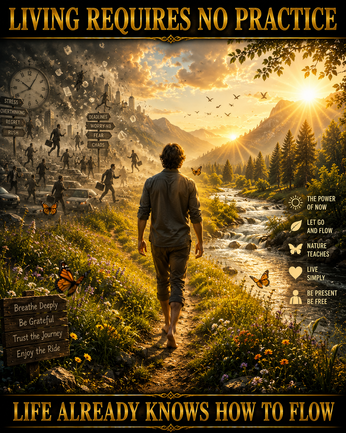 LIVING REQUIRES NO PRACTICE — Learn the Natural Flow of Life