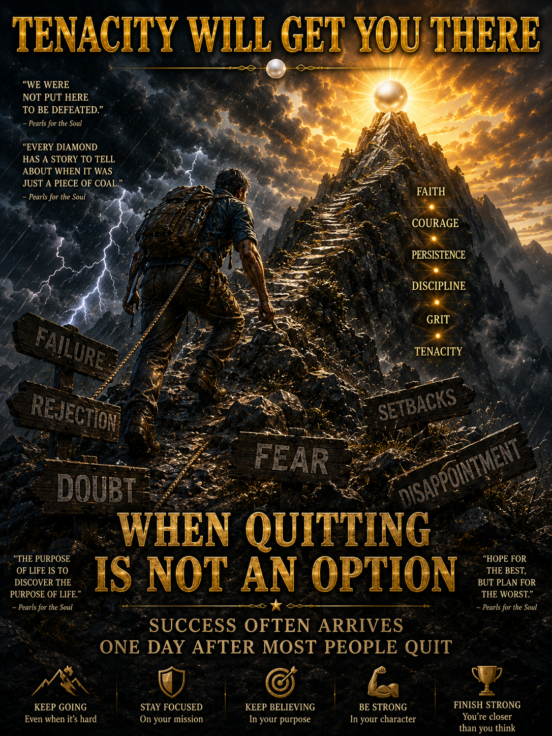 DETERMINATION WILL GET IT DONE Tenacity on Legs