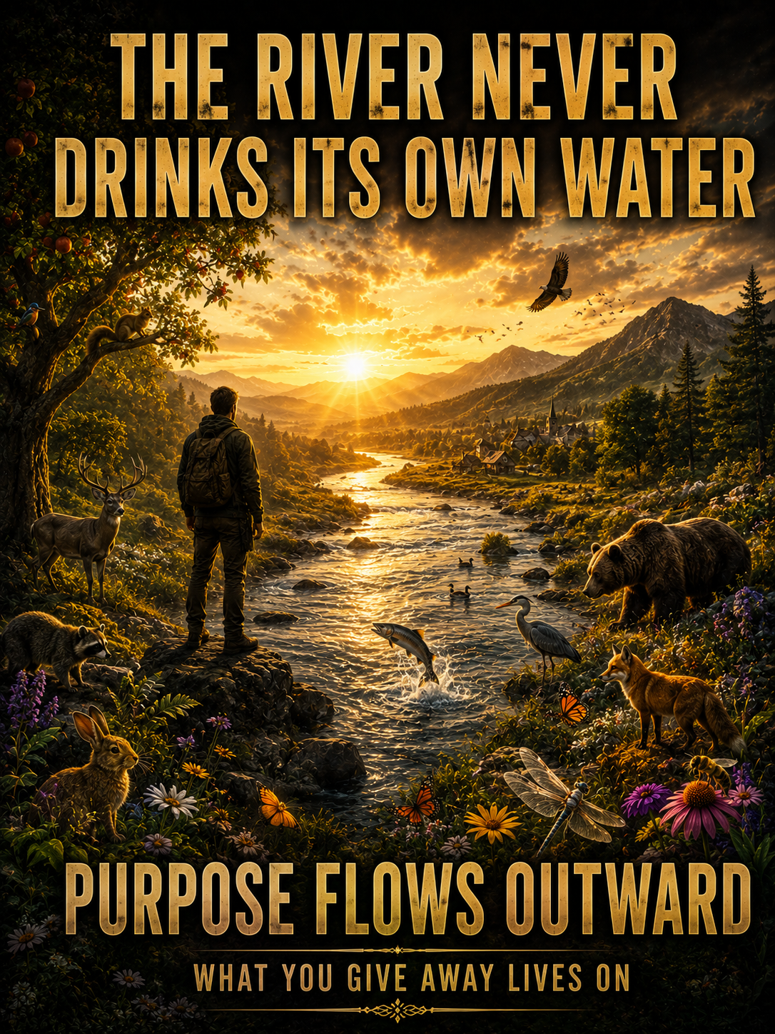 THE RIVER NEVER DRINKS ITS OWN WATER
