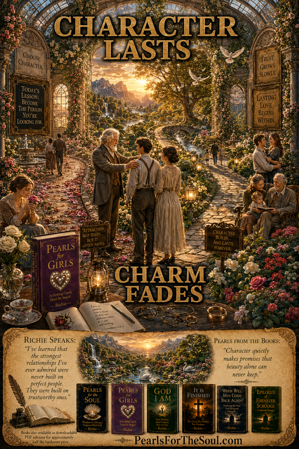 CHARACTER LASTS NOW AND INTO THE BEYOND WHILE CHARM FADES AWAY