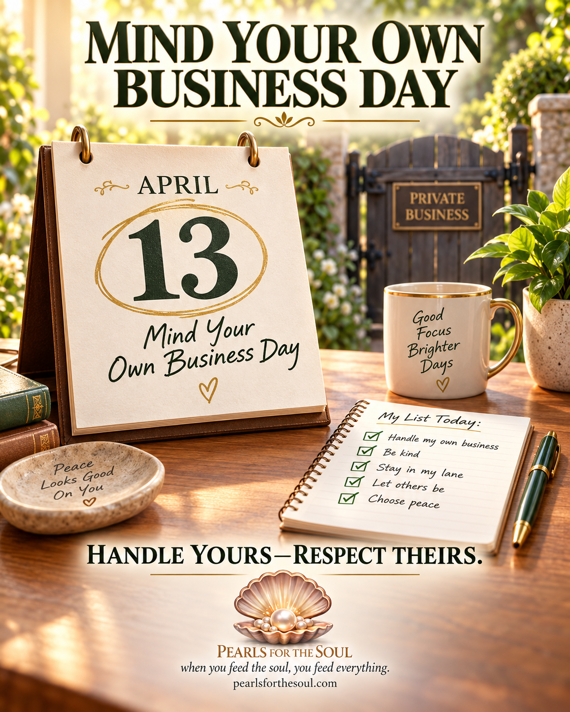 MIND YOUR OWN BUSINESS DAY A NEW HOLIDAY TO PRACTICE WITH
